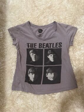 The Beatles Lavender Tee with Black Portrait Print